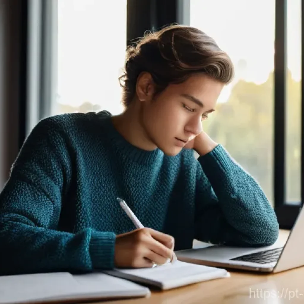 미디어와 사회적 책임 - **A young adult navigating digital information with thoughtfulness:** A diverse individual, approxim...