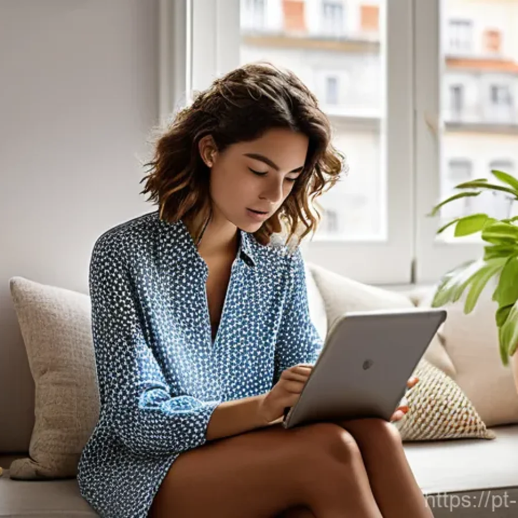 미디어와 패러다임 변화 - **Prompt: "A young Portuguese woman in her late 20s, with warm olive skin and dark, wavy hair, is co...