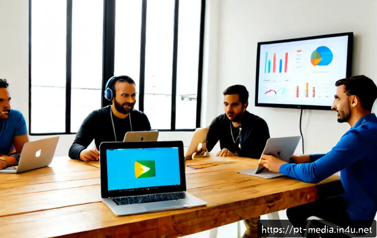 Home 15 디지털 미디어 콘텐츠 전략 - Photorealistic digital media strategy planning session in a bright São Paulo creative studio, divers...